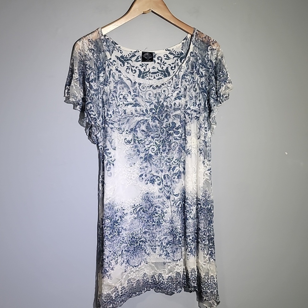 Calstyle 90's Vintage Asymetrical Flowy Floral Paisley Print Blouse